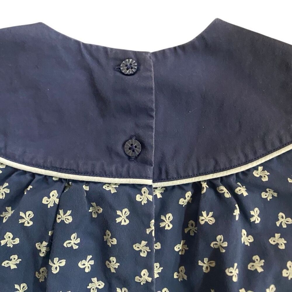 Janie and Jack navy blue dress little bows 100% cotton tapestry jacket 12 - 18 m - Picture 3 of 7